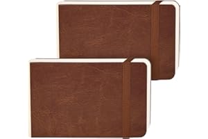 Funto Watercolour Journal 2-Pack, 3.5x5.5", 44 Pages Each, 100% Cotton Cold Press, Pearlescent PU Leather Brown Hard Cover, A