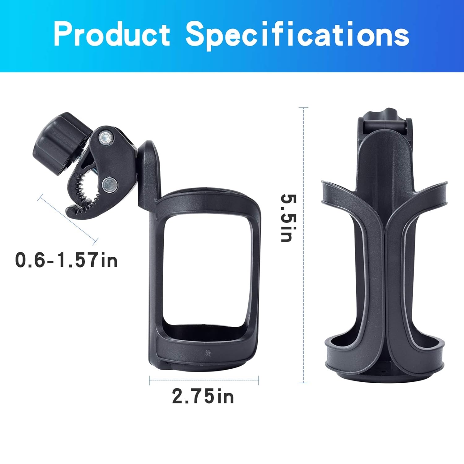 Eucredy Universal Stroller Cup Holder, Upgrade Bike Cup Holder, Adjustable Large Caliber Bike Water Bottle Holder, Drink Holder for Bicycle, Wheelchair, Walker, Trolleys, Motorcycle: Baby