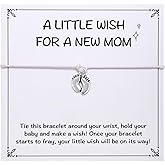Aesnefe New Mom Wish Bracelet for Women, Mommy to Be Bracelet, Pregnancy Present, First Time Mom Wish Bracelet, Gifts for Expecting Moms