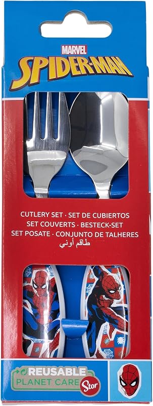 SET DE 2 CUBIERTOS METALICOS SPIDERMAN ARACHNID GRID
