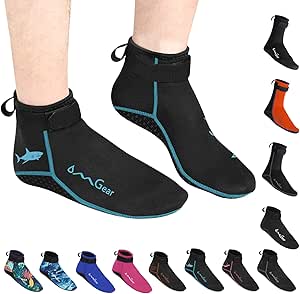 Water Socks Neoprene Socks Beach Booties Shoes 3mm Glued Blind Stitched Anti-Slip Wetsuit Boots Fin Swim Socks for Water Sports Outdoor Activities