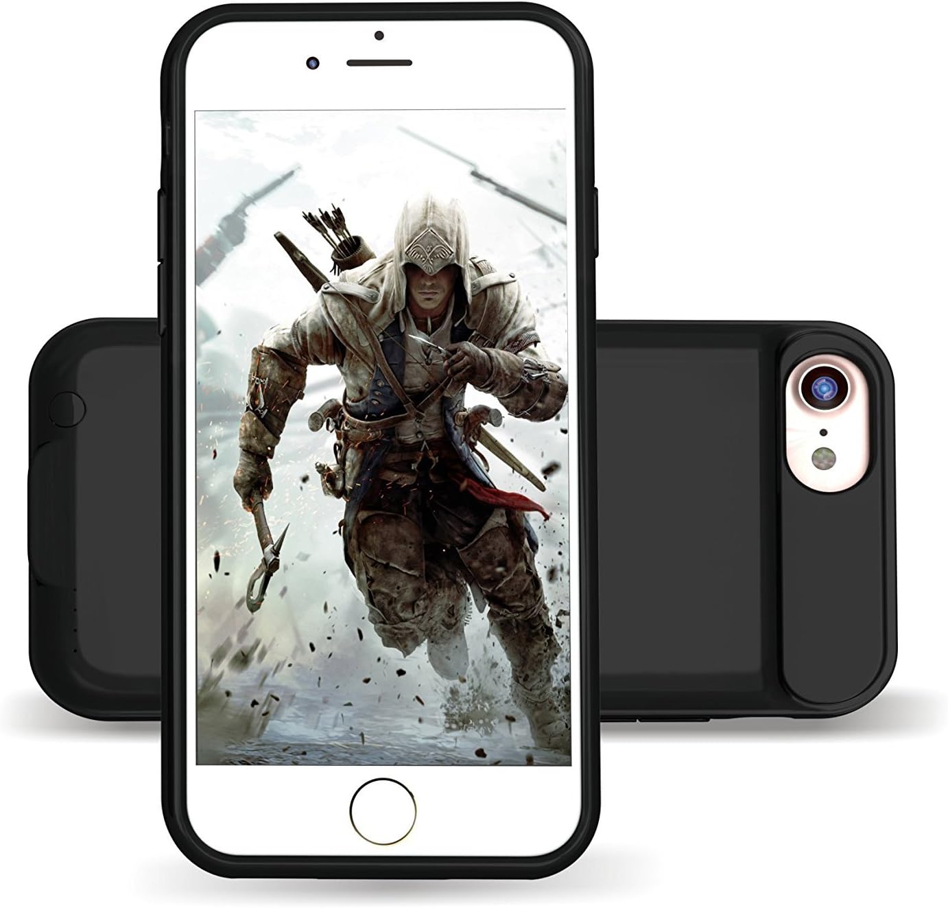 iPhone 8/7 Battery Case,Powstar 3000mAh Charging Case for iPhone 7/8(4.7 inch) [Can Support Lightning to Lightning Earphone/Microphone] Portable Charger Extended Battery Pack Juice Bank Cover -Black