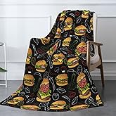 Hamburger Throw Blanket - Ultra Soft Cozy Fast Food Blanket, Fun Gift for Burger Lovers, Couch Blanket for Adults Women Men Teens 60"x50"