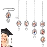 5 Pcs Graduation Cap Photo Charm Graduate Memorial Tassel Picture Charms with Angel Wing Personalized Bouquet Tassel DIY Grad Photo Chain for Class of Grad Cap Gown Ceremony Caps Charm Decor