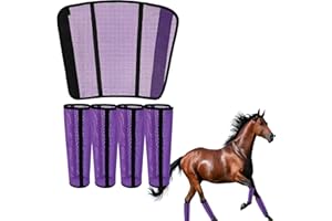 CORALTREE Horse Fly Boots-Breathable Mesh Protection Set of 4, Comfortable Horse Leggings, Breathable Mesh Design, Equine Supplies for Reduces Stomping & Leg Fatigue (Purple)