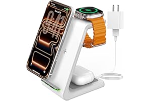 Wireless Charger for iPhone Charging Station: 3 in 1 Phone Charger Stand for iPhone 17/16/15/14/13/12/11/SE/X Pro Max Plus - 