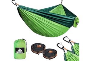 NATUREFUN Ultra-Light Travel Camping Hammock | 300kg Load Capacity,(300x200cm) Breathable,Quick-Drying Parachute Nylon | 2 x Premium Carabiners,2 x Nylon Slings Included | for Outdoor Indoor Garden