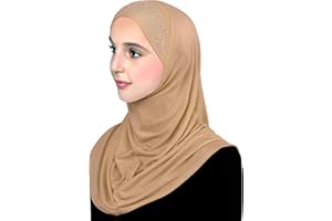 MIDDLE EASTERN MALL Aiyah Hijab for Girl's 1 piece Lycra Amira Head Scarf with Rhinestones Easy Pull-on Headscarf