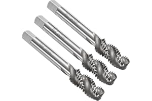 uxcell 3pcs Spiral Flute Thread Taps 1/2-13 UNC 2B Machine Threading Tap Bit, Uncoated Screw Tapping Repair Tool, M2 High-Spe