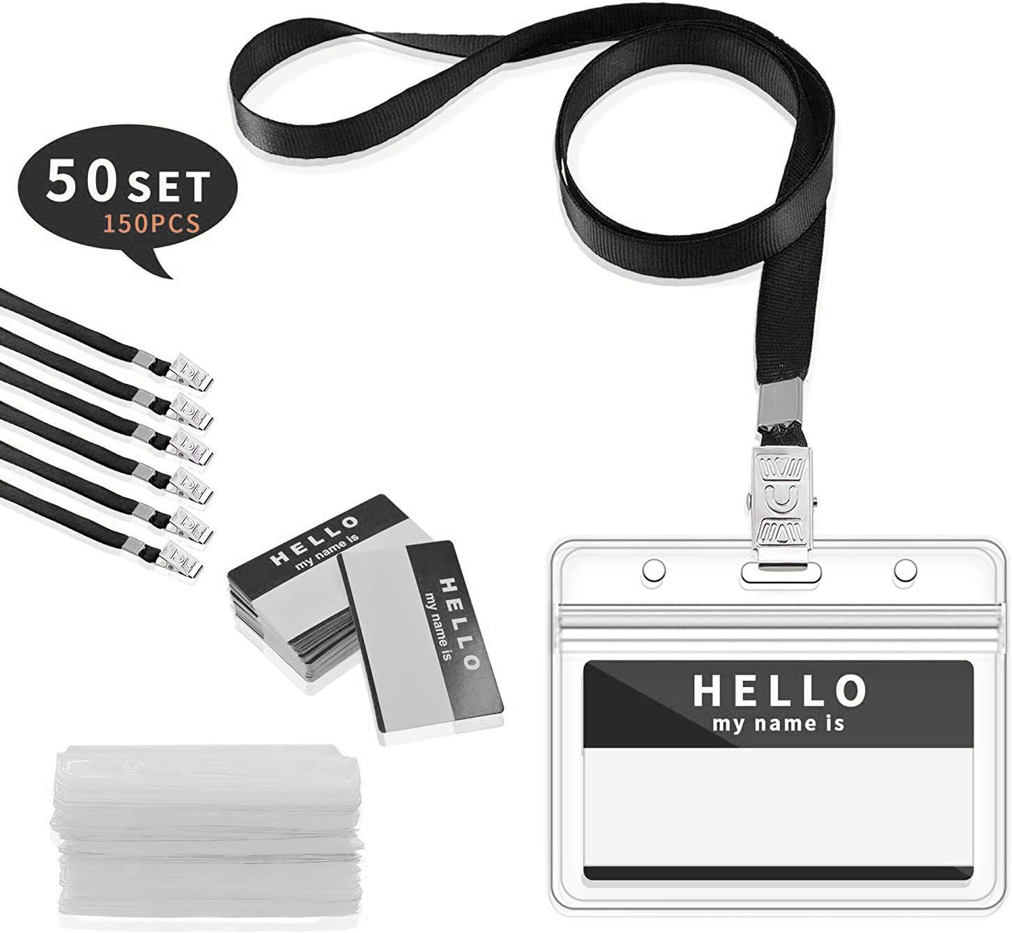 Gimars Waterproof Name Badge Holders with Lanyards and Nameplates