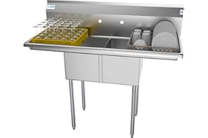KoolMore - SB121610-12B3 2 Compartment Stainless Steel NSF Commercial Kitchen Prep & Utility Sink with 2 Drainboards - Bowl Size 12" x 16" x 10"