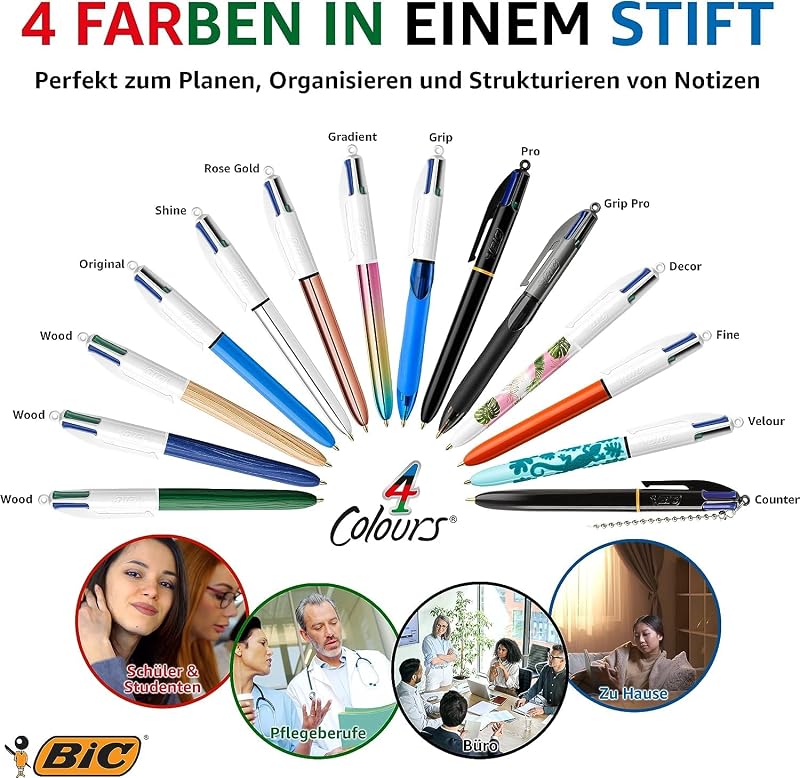 4 Colours Original Kugelschreiber, 4 Farben, 0,4 mm, 12 Stück