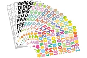 Letter Stickers 15 Sheets Alphabet Number Vinyl Stars 1350 Pcs Letters Sticker Self Adhesive Waterproof Sticky Colorful Perso