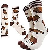 Cusrtyh Capybara Lover Novelty Funny Breathable Printed Cotton Socks, Unisex Cozy Knitted Crew Socks, Birthday Gifts for Animal lover Friends Family Classmates Teen Sister roommate coworker
