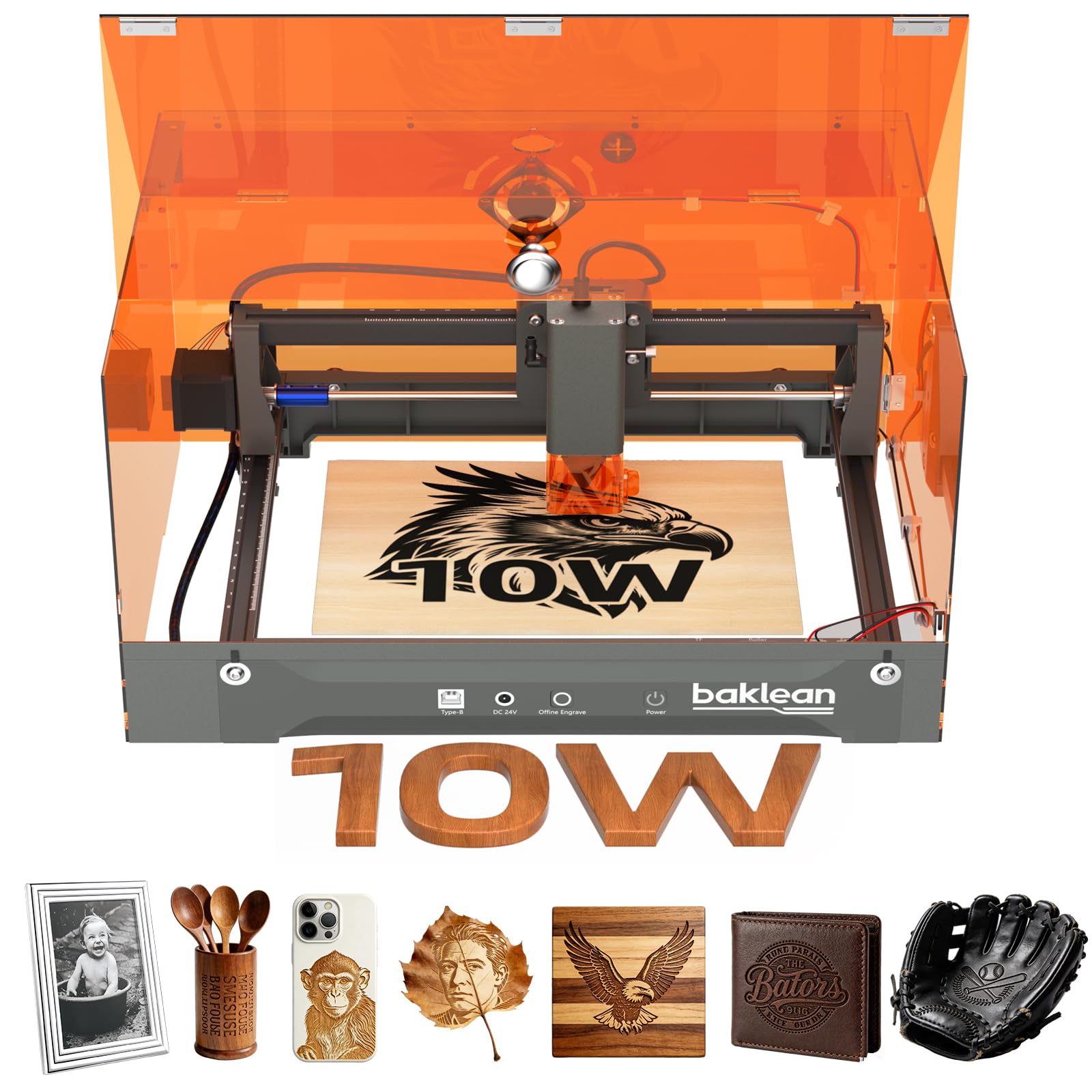 Photo 1 of Laser Engraving Machine 10W 10000mW L2 Pre-Assembled Desktop Laser Engraver Cutter ±0.01mm High-Precision Wireless APP Supported for DIY Metal Wood Acrylic Leather Glass Fiber(Class 1) (10w Enclosure)