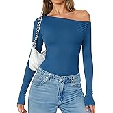 Avidlove Women Off the Shoulder Long Sleeve Bodysuit Double Lined Thong Body Suits Tops Soft Sexy Outfits