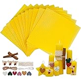 Bingfuego Beeswax Candle Making Kit for Beginners-12 Beeswax Sheets for Candle Making Rolling Kits, Natural Candle Making Kit (Natural Yellow Colors, 8 x 8 inch)