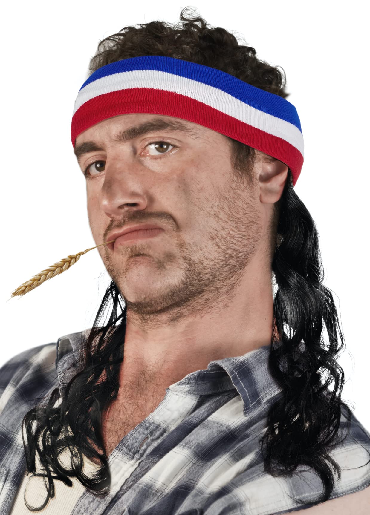 Balinco Mullet Headband with Hair Headband Hillbilly Headband Chav Wig Chav Wig Pimp (Black)