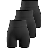 YNNTHY Women's 3 Piece Workout Shorts Yoga Seamless Ribbed High Waisted Spandex Booty Biker Shorts