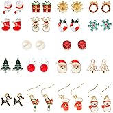 18 Pairs Hypoallergenic Christmas Earrings for Women Cute Stud Earrings Sets Xmas Holiday Jewelry Present Snowflake Chirstmas Tree Earring Winter Earring Jewelry Bulk (18 Pairs of Christmas Earrings)