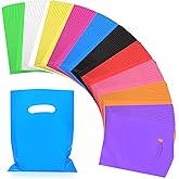 Rcybeo 120 Pcs Small Plastic Goodie Bags, 6"x8" Party Gift Bags for Kids, Mini Plastic Bags with Handles, Bulk Treat Candy Bags for Birthday, Christmas, Valentine's, Thanksgiving, Wedding, 10 Color