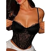 LovelyWholesale Lace Corset Tops for Women Sexy Backless Corset Bustier Top Party Club