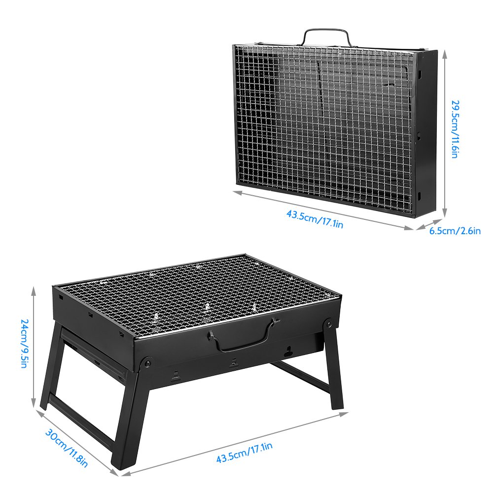 Uten Barbacoa de Carbón Portátil con Parrillas y Pies Plegables para BBQ, Picnic, Acampadas, Camping