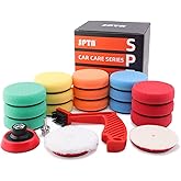 SPTA Drill Polishing Pads Kit, 20pcs 3inch (80mm) Car Foam Polishing Buffing Pads, Wool Pads, Multifunctional Cleaning Brush, Backing Plate for Car Polisher Polishing,Buffing and Cutting