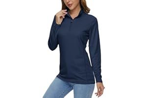 MAGCOMSEN Rash Guard Women Quick Dry Long Sleeve Workout UV Protection T-Shirt 1/4 Zip Up Hiking Athletic Tees Tops