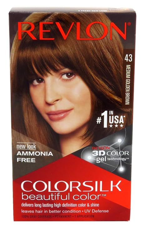 Revlon colorsilk 43 medium Golden brown permanent Hair Color (309978695431)