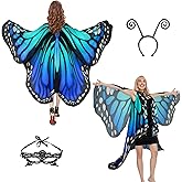 Sunlisky Halloween Costumes Woman 2025-Butterfly Costume Wings Cape with Lace Mask and Headband for Women Adult