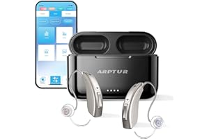 ARPTUR Bluetooth Hearing Aids for Seniors APP Control Rechargeable Noise Cancelling OTC Hearing Aids Wireless Music Stream Hand-Free Phone Call (Gold Brown Clip)