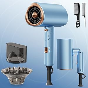 Föhn 2000W, Haartrockner mit Diffusor, Ionen Haarföhn, 3 Heizstufen, Kaltluft-Taste, Klappbar Reiseföhn für Frauen & Männer, Leicht, Leise, Hair Dryer, Haarpflege Styling Tool für Zuhause, Reise