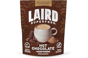 Laird Superfood Functional Mushrooms Hot Chocolate, Organic Cacao Powder Blended with Nourishing Mushrooms, 8 oz. Bag, Pack of 1