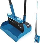 JEHONN Long Handled Dustpan and Brush Set 138CM Swivel Broom Blue