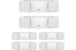 SPECTSUN LIGHTING SPECTSUN 6 Packs UL Listed- Led Emergency Lights for Home, Emergency Light with Battery Backup -White Commercial Emergency Lights Combo for Outdoor&Indoor- Emergency Two Head Lights Hardwired