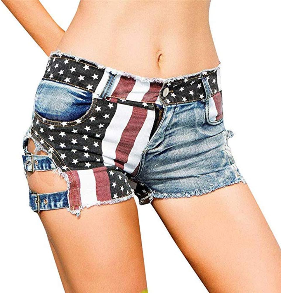 AYOMIS Women's Low Waist Mini Hot Pants Denim Hot Pants High Waist Beach Shorts Clubwear