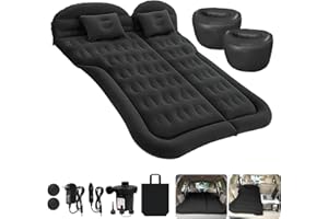 Car Bed SUV Air Mattress, Car Air Mattress with Home Power Adapter, Electric Pump, 2 Inflatable Pillows and 2 Footrests for B