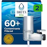 Brita Elite Chrome Faucet Water Filter System, 2 Filters | 2 spray options, reduces 60+ contaminants, 4 month filter life, no tools install, replaces 1,800 bottles