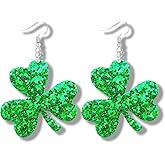 St Patricks Day Earrings Shirt Outfits Accessories for Women Lightweight Acrylic Green Irish Four Leaf Good Luck Shamrock Earrings Trendy St Patty's Day Accessories Jewelry Gifts