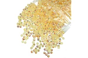10000pcs 2mm Tiny Champagne AB Resin Flatback Rhinestones for Bedazzling Crafting Light Yellow Jelly Stones Non-Hotfix Gems D