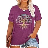 Plus Size Tops for Women Vintage Flower Graphic Tees Boho Floral Wildflowers Casual T Shirt Summer Short Sleeve Tops