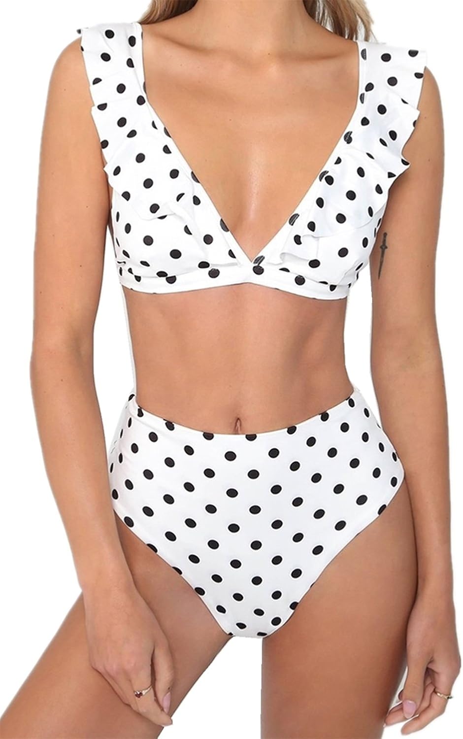 polka dot high waist bikini swimsuit