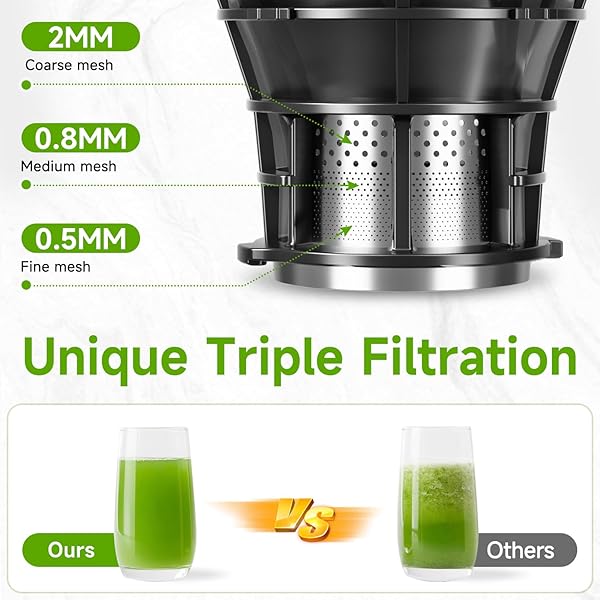 COLD PRESS JUICER, 5.3″ WIDE FEED CHUTE JUICE EXTRACTOR MACHINE WITH 400W, HIGH JUICE YIELD, SLOW MASTICATING JUICER FOR WHOLE VEGETABLES & FRUITS