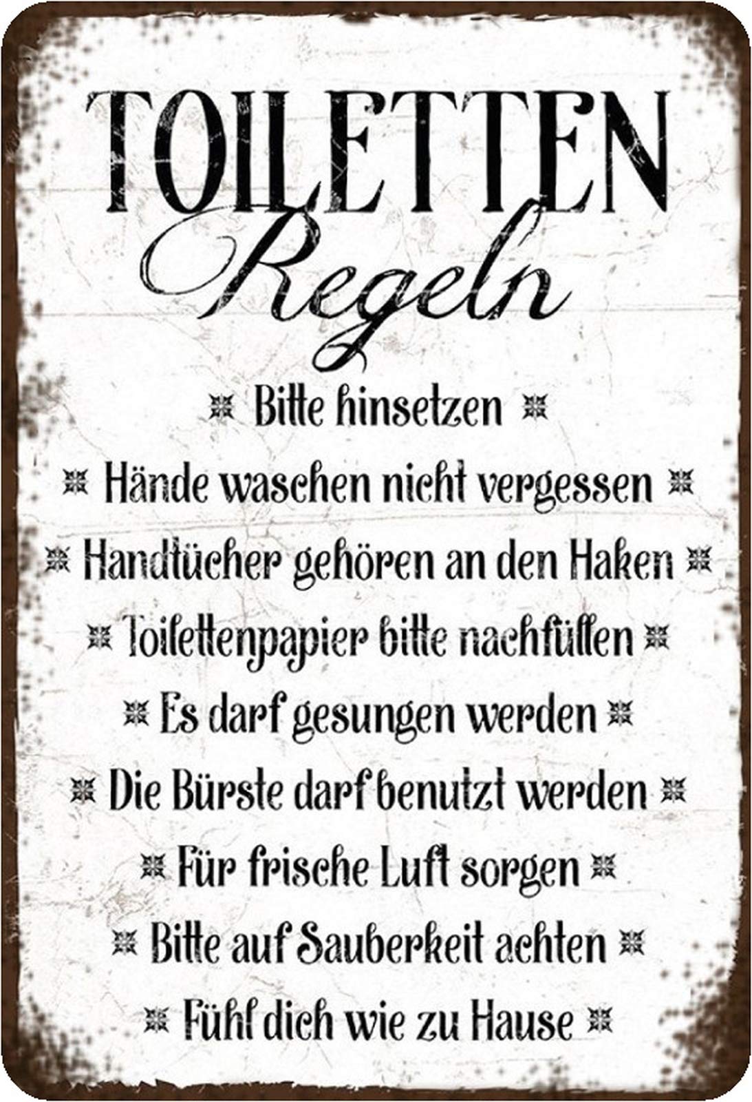 Treasure Mix Tin Sign with Quote Toilet Rules Outdated Metal Wall Decoration 20 x 30 cm Tin Sign
