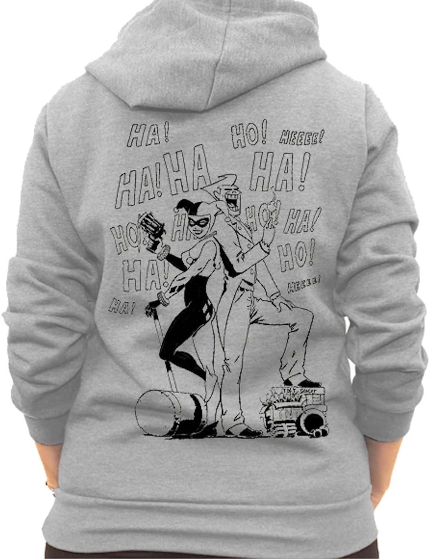Harley Quinn and Joker (Batman) Concept Art - Womens Grey Hoodie