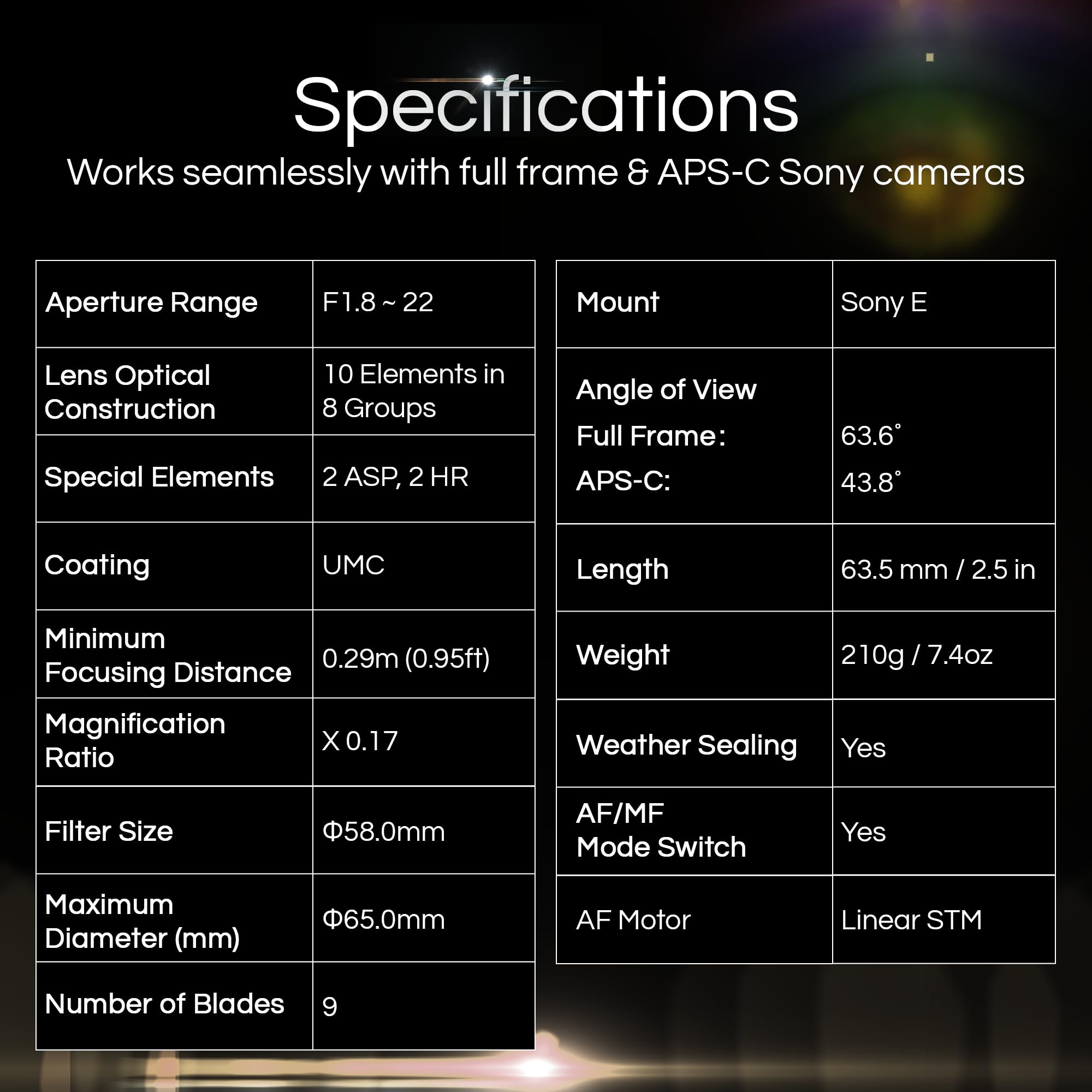 Rokinon AF 35mm F1.8 Auto Focus Full Frame Lens for Sony E