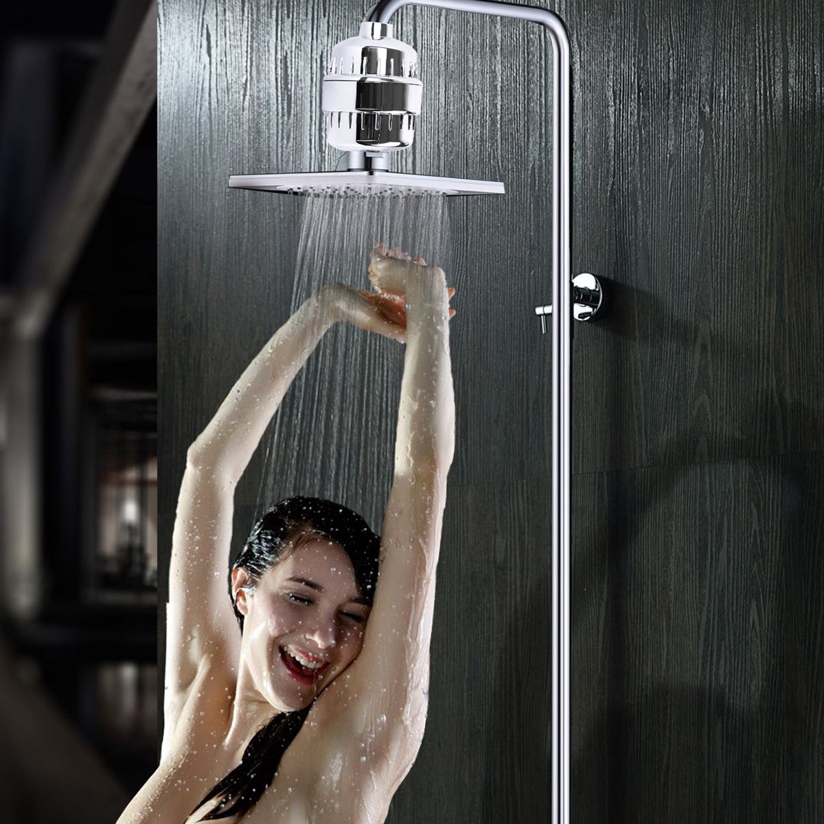 Filtre de Douche,VDROL 12 Etapes avec 4 Cartouches de Remplacement Purificateur Eau Calcaire Filtre a Eau de Douche Empêche les Cheveux et la Peau de Sécheresse, Supprimer le Chlore, le Métal Lourd