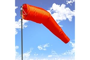 CW THE CUSTOM WINDSOCK CO. 10"x36" Airport Windsock | Heavy Duty, Waterproof, UV Fade Resistant, High Vis Fluorescent, Quad Stitched, Zip Ties Included, for Industrial, Ranch, and Agricultural Use | Orange