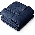 Bare Home Weighted Blanket All-Natural 100% Cotton with Nontoxic Glass Beads 80"x87" 25lbs, Dark Blue